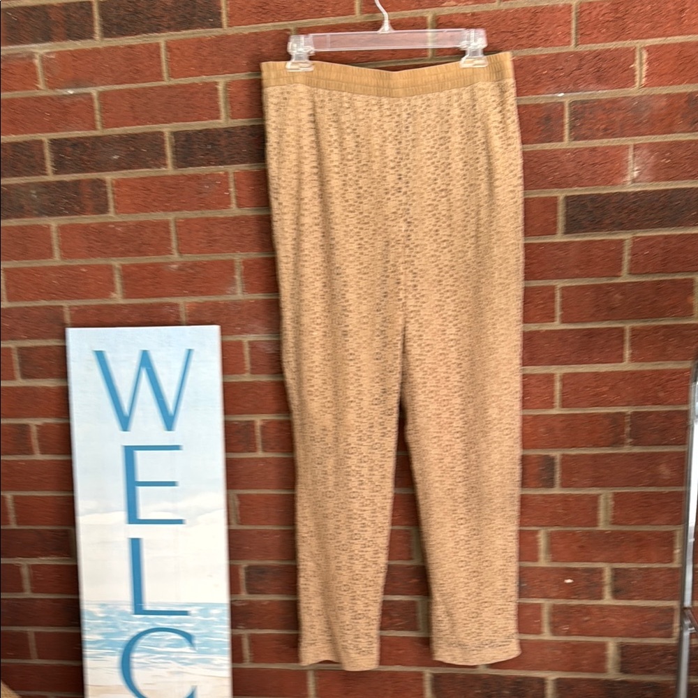 Chicos Pull On Lace Ankle Pants High Rise Straight Leg Tan/Gold Like Size 0.5